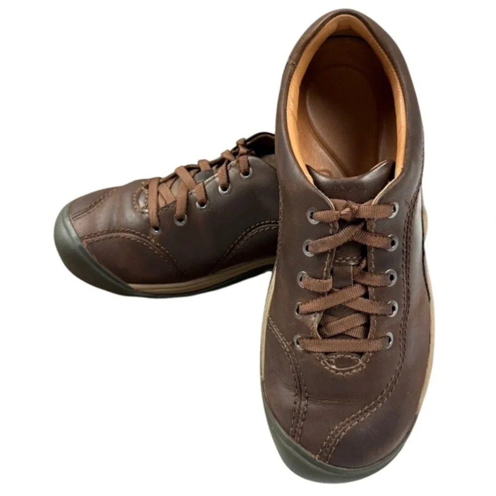 Keen Presidio Dark Earth Brown Leather Walking Shoes Womens 6
